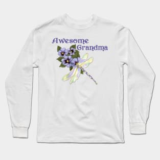 Purple Pansies for Awesome Grandma Long Sleeve T-Shirt